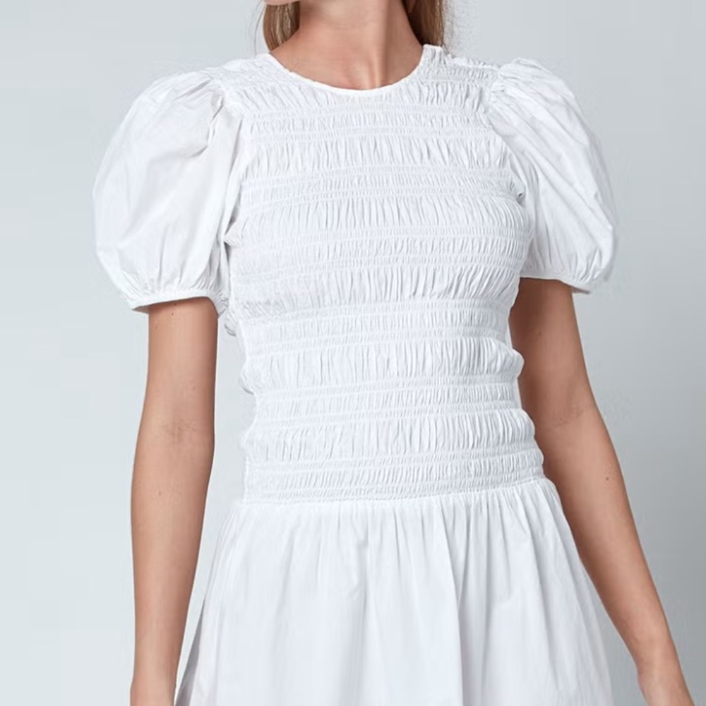 NWT| Ganni Poplin Shirred Maxi Dress